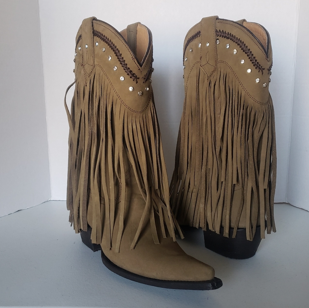 EL GENERAL SUEDE LEATHER COWGRIL BOOTS SIZE 7.5